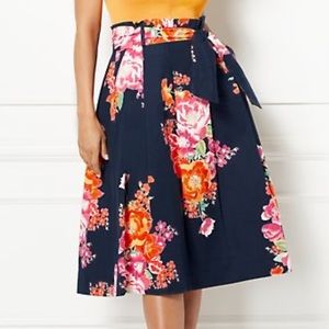 New York & Company Navy Blue Floral Skirt